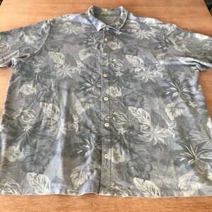 Tommy Bahama Island Zone Shirt Men 3XL Gray Floral Button Up Short Sleeve